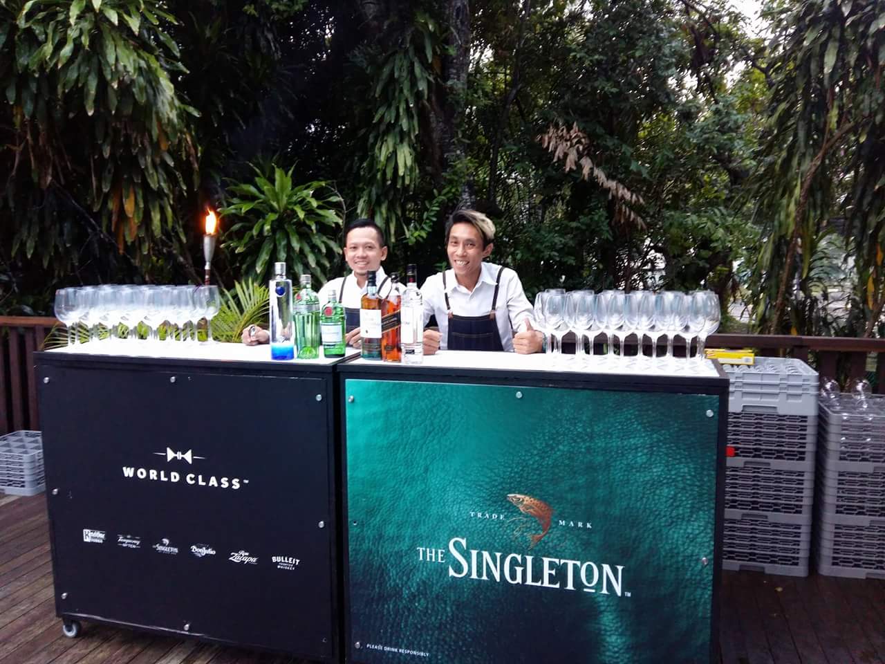 Barstylez portable bar counter set up outdoors at a Singapore event